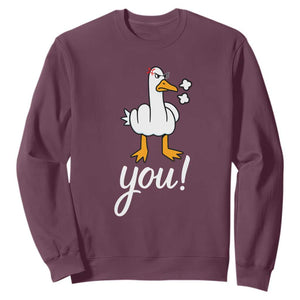 Funny Sarcastic Duck You Sweatshirt Farm Animal Gift TS12 Maroon Print Your Wear