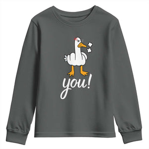 Funny Sarcastic Duck You Youth Sweatshirt Farm Animal Gift TS12 Dark Heather Print Your Wear