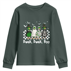 Halloween Duck Duck Boo Youth Sweatshirt Funny Spooky Gift TS12 Dark Forest Green Print Your Wear