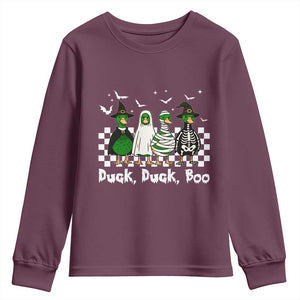Halloween Duck Duck Boo Youth Sweatshirt Funny Spooky Gift TS12 Maroon Print Your Wear