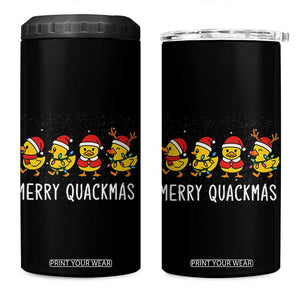 Funny Christmas Duck 4 in 1 Can Cooler Tumbler Merry Quackmas Gift TS12 One Size: 16 oz Black Print Your Wear