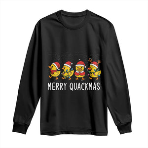 Funny Christmas Duck Long Sleeve Shirt Merry Quackmas Gift TS12 Black Print Your Wear