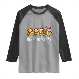 Funny Christmas Duck Raglan Shirt Merry Quackmas Gift TS12 Sport Gray Black Print Your Wear