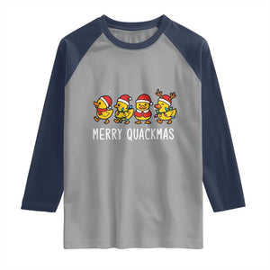 Funny Christmas Duck Raglan Shirt Merry Quackmas Gift TS12 Sport Gray Navy Print Your Wear