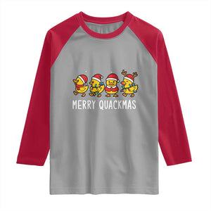 Funny Christmas Duck Raglan Shirt Merry Quackmas Gift TS12 Sport Gray Red Print Your Wear