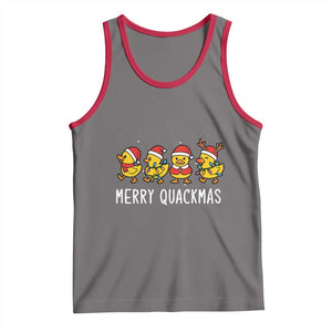 Funny Christmas Duck Tank Top Merry Quackmas Gift TS12 Deep Heather Red Print Your Wear
