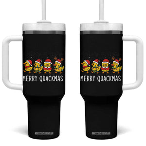 Funny Christmas Duck Tumbler With Handle Merry Quackmas Gift TS12 One Size: 40 oz Black Print Your Wear