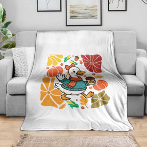 Thanksgiving Duck Lover Gift Throw Blanket Cute Duck Drinking Coffee TS12 Print Your Wear
