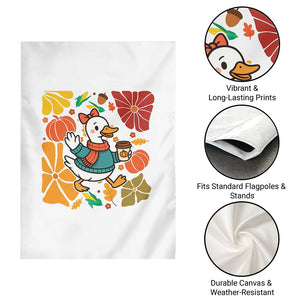 Thanksgiving Duck Lover Gift Garden Flag Cute Duck Drinking Coffee TS12 Print Your Wear