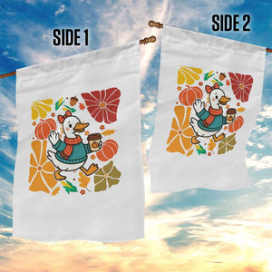 Thanksgiving Duck Lover Gift Garden Flag Cute Duck Drinking Coffee TS12 Print Your Wear