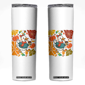 Thanksgiving Duck Lover Gift Skinny Tumbler Cute Duck Drinking Coffee TS12 White Print Your Wear