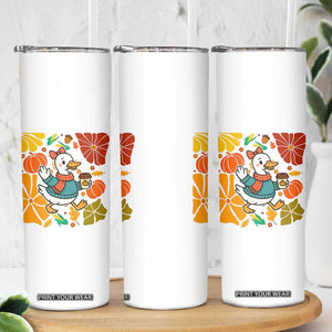 Thanksgiving Duck Lover Gift Skinny Tumbler Cute Duck Drinking Coffee TS12 Print Your Wear