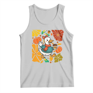 Thanksgiving Duck Lover Gift Tank Top Cute Duck Drinking Coffee TS12 Ash Print Your Wear