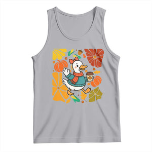Thanksgiving Duck Lover Gift Tank Top Cute Duck Drinking Coffee TS12 Athletic Heather Print Your Wear