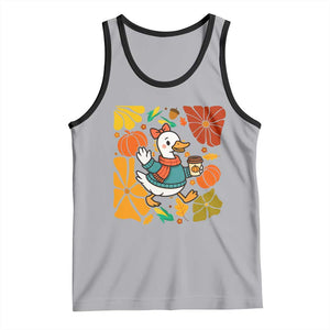 Thanksgiving Duck Lover Gift Tank Top Cute Duck Drinking Coffee TS12 Athletic Heather Black Print Your Wear