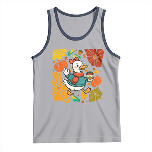 Thanksgiving Duck Lover Gift Tank Top Cute Duck Drinking Coffee TS12 Athletic Heather Navy Print Your Wear