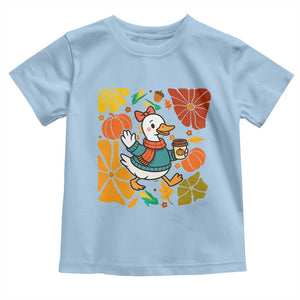 Thanksgiving Duck Lover Gift Toddler T Shirt Cute Duck Drinking Coffee TS12 Light Blue Print Your Wear