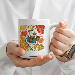 Thanksgiving Duck Lover Gift Coffee Mug Cute Duck Drinking Coffee TS12 Print Your Wear