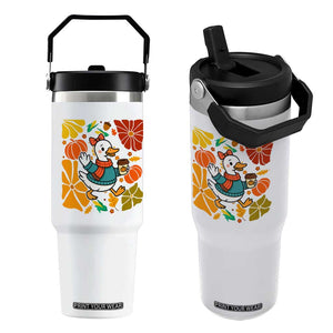 Thanksgiving Duck Lover Gift Flip Straw Tumbler Cute Duck Drinking Coffee TS12 One Size: 30 oz White Print Your Wear