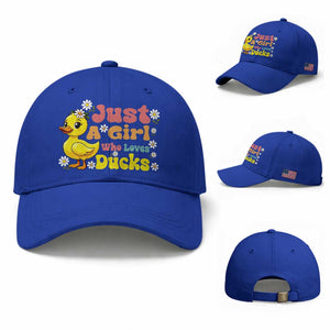 Duck Lover Gift Baseball Cap Just A Girl Who Loves Ducks TS12 Baseball Cap Universal Fit Royal Blue Print Your Wear