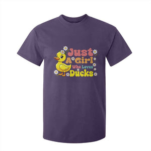 Duck Lover Gift T Shirt For Kid Just A Girl Who Loves Ducks TS12 Purple Print Your Wear