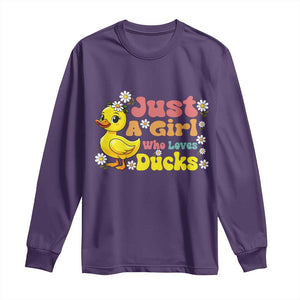 Duck Lover Gift Long Sleeve Shirt Just A Girl Who Loves Ducks TS12 Purple Print Your Wear