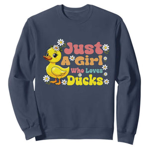 Duck Lover Gift Sweatshirt Just A Girl Who Loves Ducks TS12 Navy Print Your Wear