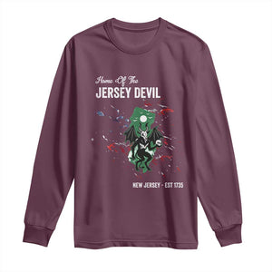 Jersey Devil Long Sleeve Shirt Home Of New Jersey Est 1735 Cryptid Gift TS12 Maroon Print Your Wear