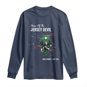 Jersey Devil Long Sleeve Shirt Home Of New Jersey Est 1735 Cryptid Gift TS12 Navy Print Your Wear