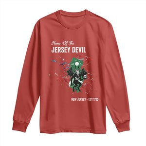 Jersey Devil Long Sleeve Shirt Home Of New Jersey Est 1735 Cryptid Gift TS12 Red Print Your Wear