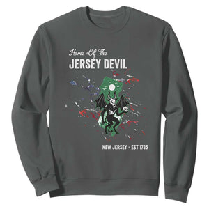 Jersey Devil Sweatshirt Home Of New Jersey Est 1735 Cryptid Gift TS12 Dark Heather Print Your Wear