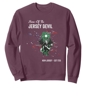 Jersey Devil Sweatshirt Home Of New Jersey Est 1735 Cryptid Gift TS12 Maroon Print Your Wear
