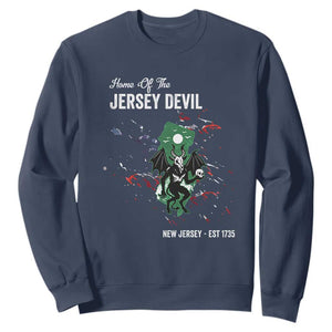 Jersey Devil Sweatshirt Home Of New Jersey Est 1735 Cryptid Gift TS12 Navy Print Your Wear