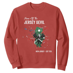 Jersey Devil Sweatshirt Home Of New Jersey Est 1735 Cryptid Gift TS12 Red Print Your Wear