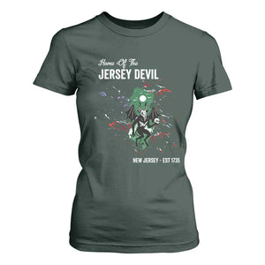 Jersey Devil T Shirt For Women Home Of New Jersey Est 1735 Cryptid Gift TS12 Dark Forest Green Print Your Wear