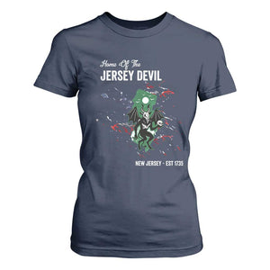 Jersey Devil T Shirt For Women Home Of New Jersey Est 1735 Cryptid Gift TS12 Navy Print Your Wear