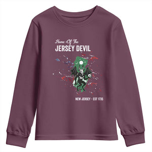 Jersey Devil Youth Sweatshirt Home Of New Jersey Est 1735 Cryptid Gift TS12 Maroon Print Your Wear