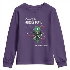 Jersey Devil Youth Sweatshirt Home Of New Jersey Est 1735 Cryptid Gift TS12 Purple Print Your Wear