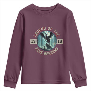 Jersey Devil Youth Sweatshirt Cryptid Gift Legend Of The Pine Barrens TS12 Maroon Print Your Wear