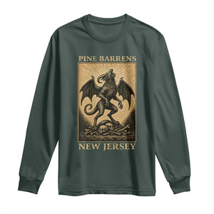 Jersey Devil Long Sleeve Shirt Gothic Horror Gift Pine Barrens New Jersey TS12 Dark Forest Green Print Your Wear