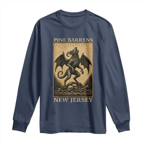 Jersey Devil Long Sleeve Shirt Gothic Horror Gift Pine Barrens New Jersey TS12 Navy Print Your Wear