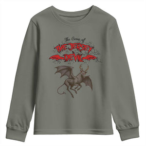 Jersey Devil Youth Sweatshirt The Curse Of The Cryptid Gothic Horror Gift TS12 Military Green Print Your Wear