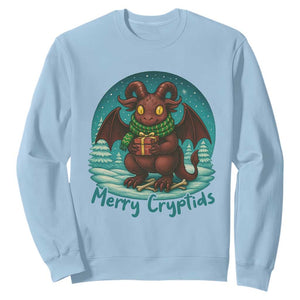 Jersey Devil Sweatshirt Merry Cryptidmas Funny Christmas Gift TS12 Light Blue Print Your Wear