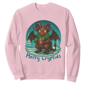Jersey Devil Sweatshirt Merry Cryptidmas Funny Christmas Gift TS12 Light Pink Print Your Wear