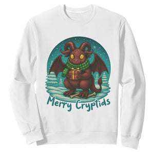 Jersey Devil Sweatshirt Merry Cryptidmas Funny Christmas Gift TS12 White Print Your Wear