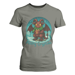 Jersey Devil T Shirt For Women Merry Cryptidmas Funny Christmas Gift TS12 Military Green Print Your Wear
