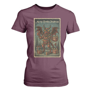 Jersey Devil Merry Devils Christmas Gift T Shirt For Women TS12 Maroon Print Your Wear
