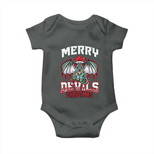 Jersey Devil Baby Onesie Merry Devils Christmas Cryptid Gift TS12 Dark Heather Print Your Wear