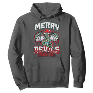 Jersey Devil Hoodie Merry Devils Christmas Cryptid Gift TS12 Dark Heather Print Your Wear