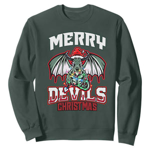 Jersey Devil Sweatshirt Merry Devils Christmas Cryptid Gift TS12 Dark Forest Green Print Your Wear